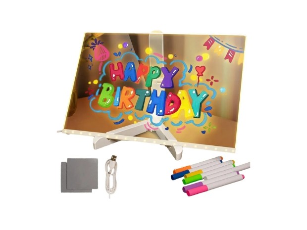 &u+ PIZARRON LUMINOSO 30X20 + TRIPODE + 7 MARCADORES (83053)